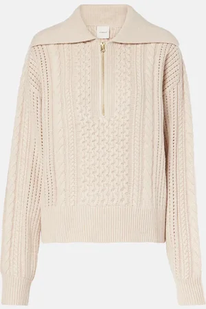 Varley Jersey trenzado Camello con cremallera