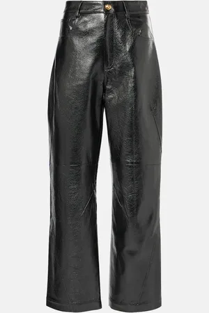 JACQUES WEI Pantalones anchos de piel de tiro alto