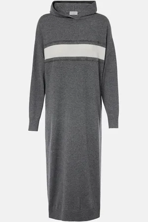 Brunello Cucinelli Vestido midi de lana, cachemir y seda
