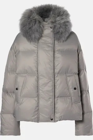 YVES SALOMON Chaqueta acolchada con ribete de borrego