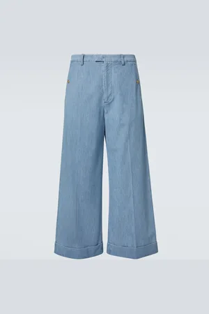 VALENTINO Pantalones anchos cropped de denim