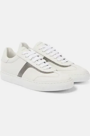 Brunello Cucinelli Zapatillas de piel con cuentas Monili
