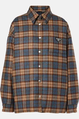 Prada Sobrecamisa oversized de lana a cuadros