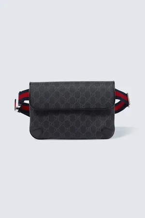 Gucci Riñonera de lona GG con piel y Web