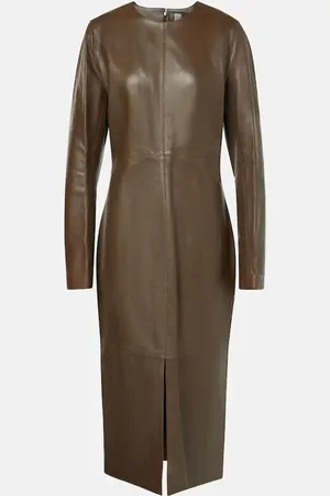 Totême Vestido midi de piel con paneles