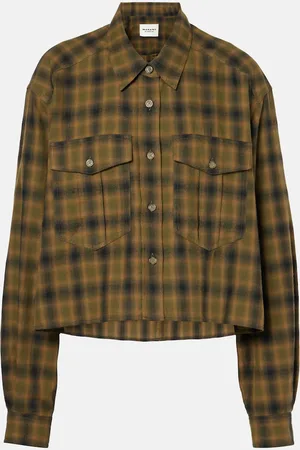 Marant Etoile Camisa cropped Telina de algodón a cuadros