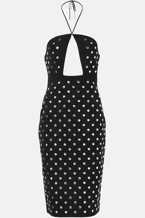 Stella McCartney Vestido midi cuello halter con abertura