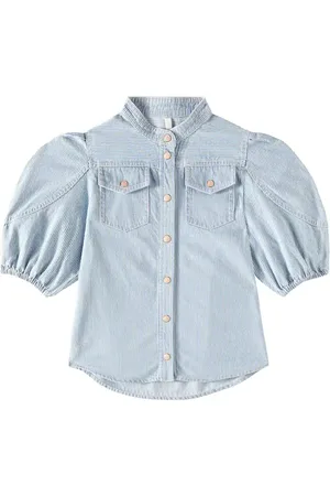 ZIMMERMANN Top Wylie Utility en denim a rayas
