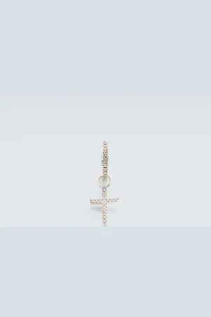 Mateo Pendiente de aro individual de oro blanco de 14 ct con diamantes