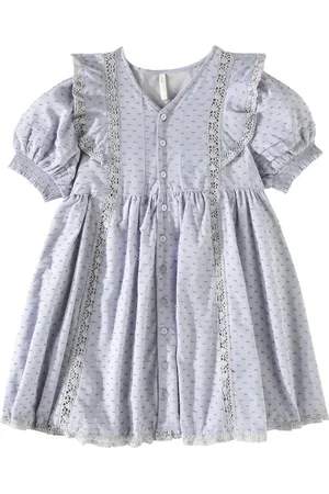 Rylee + Cru Vestido Lana de algodón con volantes
