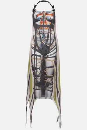 Y / PROJECT Vestido midi Bondage estampado