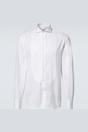 Brunello Cucinelli Camisa de esmoquin de popelín de algodón