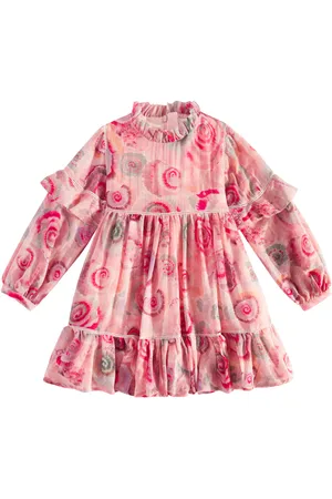 Chloé Chloé Kids Vestido de lana con volantes estampado