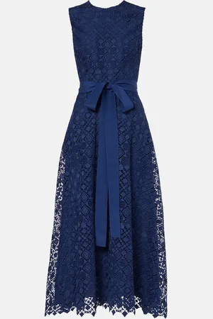 Elie saab Vestido midi de macramé con lazo