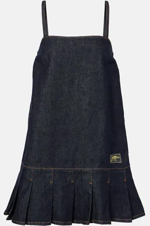 Ganni Vestido corto plisado de denim