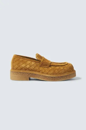 Bottega Veneta Mocasines Haddock de ante Intrecciato