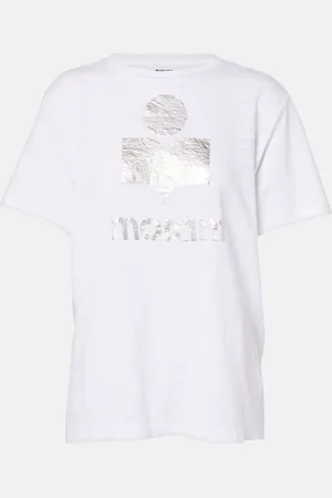 Marant Etoile Camiseta Zewel de lino estampada
