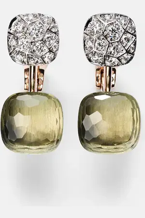 Pomellato Pendientes Nudo de oro rosa y blanco de 18 ct con priasolitas y diamantes