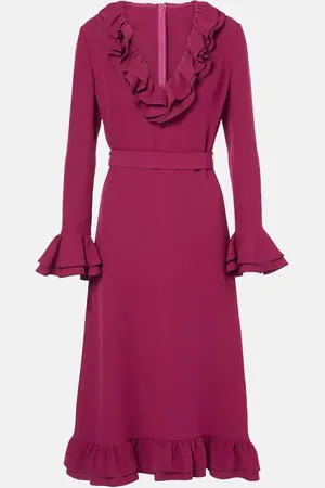 VALENTINO Vestido midi de Cady Couture con volantes