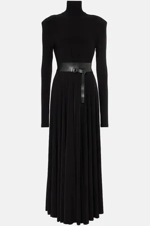 Norma Kamali Vestido midi de cuello alto con cinturón