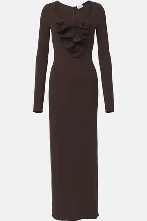 MAGDA BUTRYM Vestido largo de jersey con apliques florales