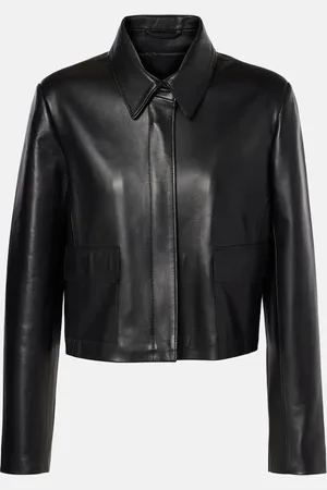 Nour Hammour Chaqueta cropped Bleeker de piel