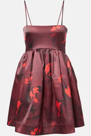 Ganni Vestido corto de satén floral