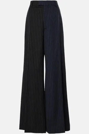 Vetements Pantalones anchos de lana a rayas