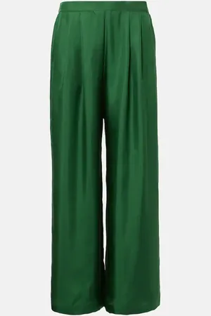 ASCENO Pantalones anchos Isola de sarga de seda
