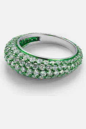Kamyen Anillo Lime Disco de oro blanco de 18 ct con diamantes