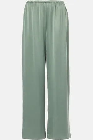 ASCENO Pantalones anchos Austin de charmeuse de seda