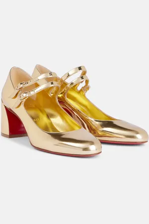 Christian Louboutin Salones Mary Jane Miss Jane de piel metalizada