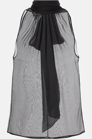 Saint Laurent Top de muselina de seda con lazada