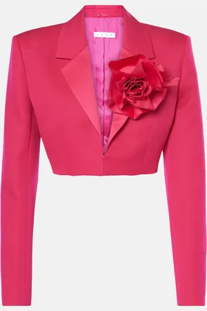 AREA Blazer cropped de lana con aplique floral