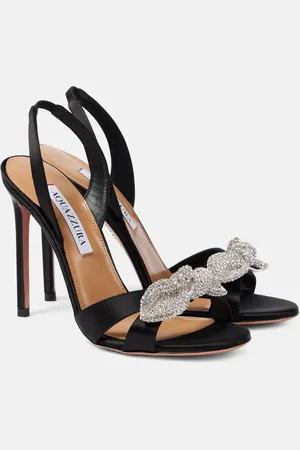 Aquazzura Sandalias Very Bow Tie 105 de satén adornadas