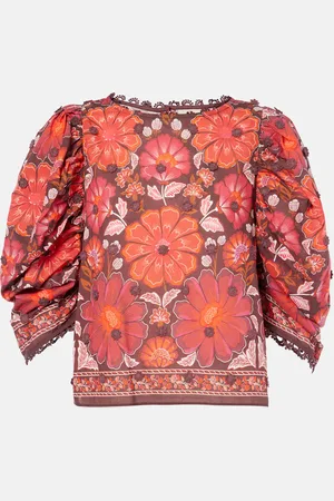 Farm Rio Blusa Gigi Tapestry de algodón floral