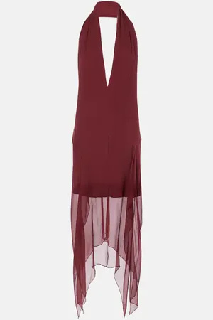 Salvatore Ferragamo Vestido corto asimétrico de georgette de seda