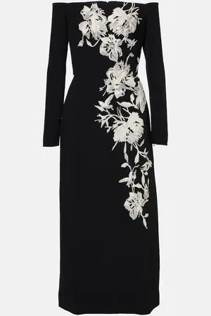 Elie saab Vestido midi sin tirantes con bordado