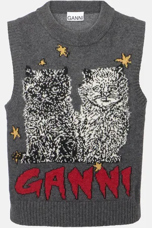 Ganni Chaleco de mezcla de lana en intarsia