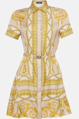 VERSACE Vestido camisero Barocco de sarga de seda