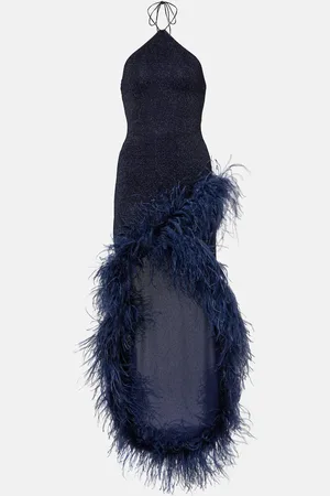 Oseree Oséree Vestido largo Lumière Plumage con plumas