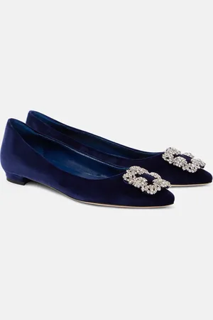 Manolo Blahnik Bailarinas Hangisi de terciopelo