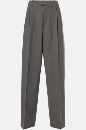 Bottega Veneta Pantalones rectos de mezcla de lana de tiro medio