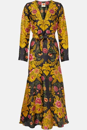 Farm Rio Vestido largo Arabesque Floral Black