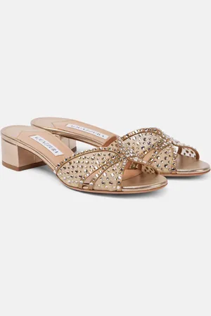 Aquazzura Mules Crystal Love 35 de tul adornados