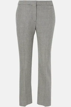 Alexander McQueen Pantalones rectos de lana de tiro alto