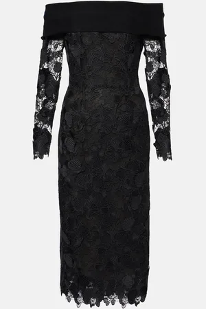 Oscar de la Renta Vestido midi Orchid de guipur floral