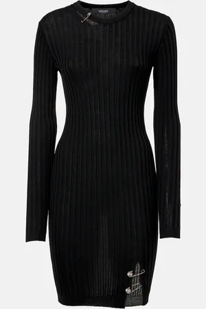 VERSACE Vestido corto acanalado Safety Pin