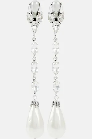 Saint Laurent Pendientes largos con perlas sintéticas