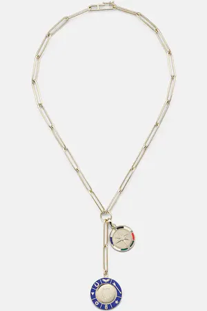 Foundrae Collar Crescent & Internal Compass de oro de 18 ct con diamantes